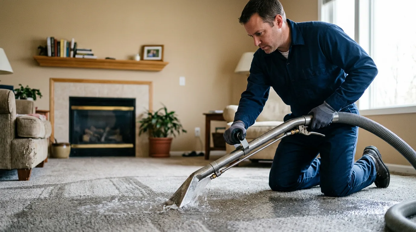 Water damage restoration technician working near Anderson, CA